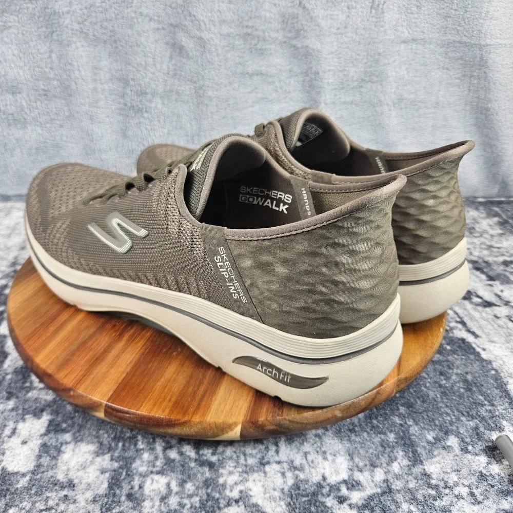 Skechers GO Walk Slip-Ins Arch Fit Shoes Mens 12 Taupe Slip On Walking Sneakers